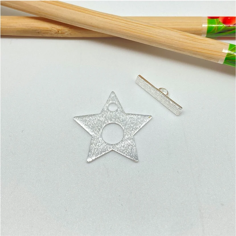 AP108 Broche Estrella Palito Lijado Estrella 29x29 mm palito 18x4 mm Accesorio Baño Plata 100002