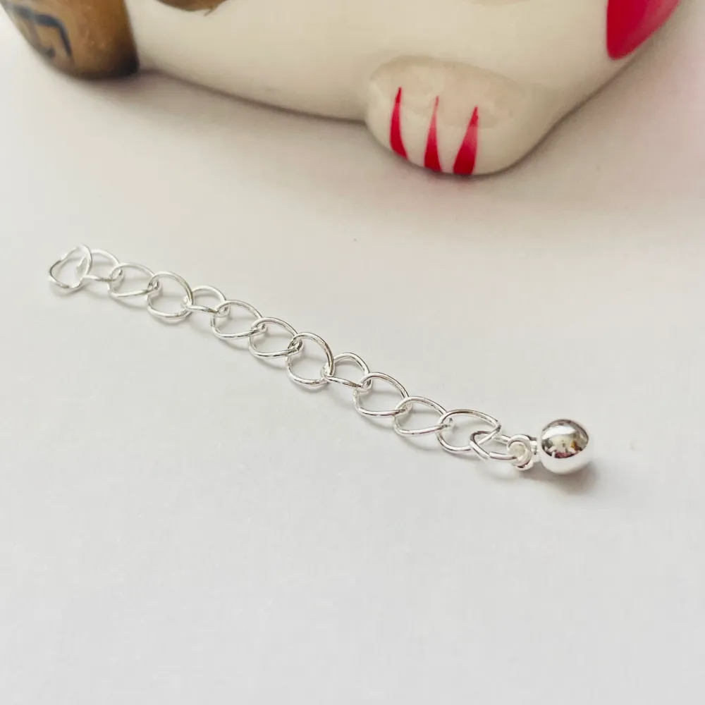 AP146 Extensor o Alargue para collar o pulsera con terminal de bolita diá. 4 mm Largo 5.5 cm Accesorio Baño Plata 100007