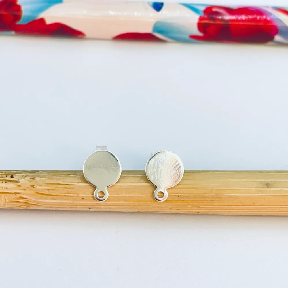 BP16 Base de Aro Redonda Mini con argolla inferior 8 x 6 mm Espesor 0.8 mm Base Aro Baño Plata 100013