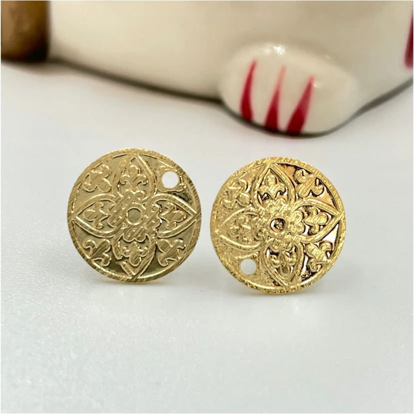 BO79 Base flores de liz estampadas 12 mm Base Baño Oro 100015