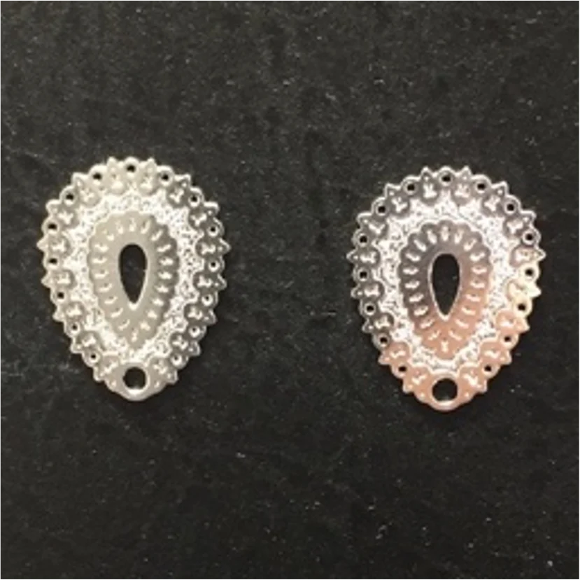 BP39 16 x 13 mm gota Base Aro Baño Plata 100015