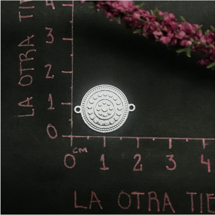 FP492 Conector Mandala Círculos 15 mm Figura Baño Plata 100015