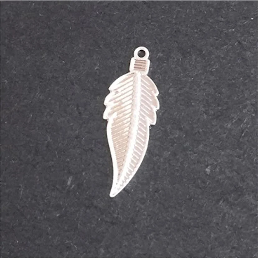 FP73 Figura Estampada Pluma 22x8 mm Figura Baño Plata 100015