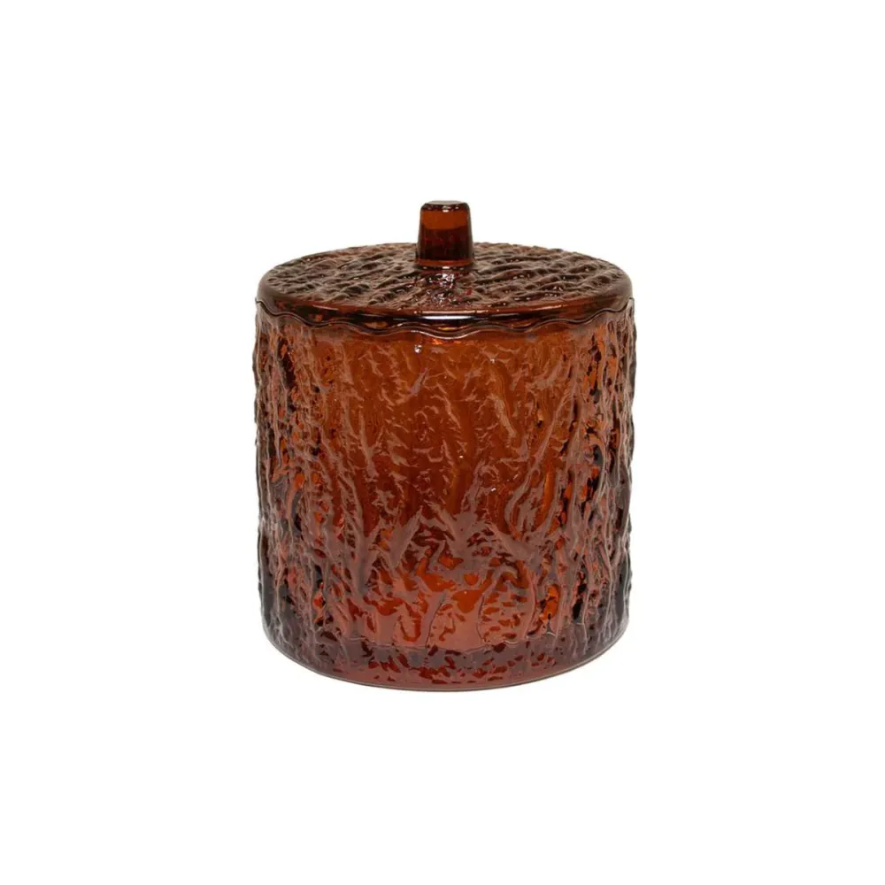 Bote de vidrio vintage marrón con tapa Andrea House