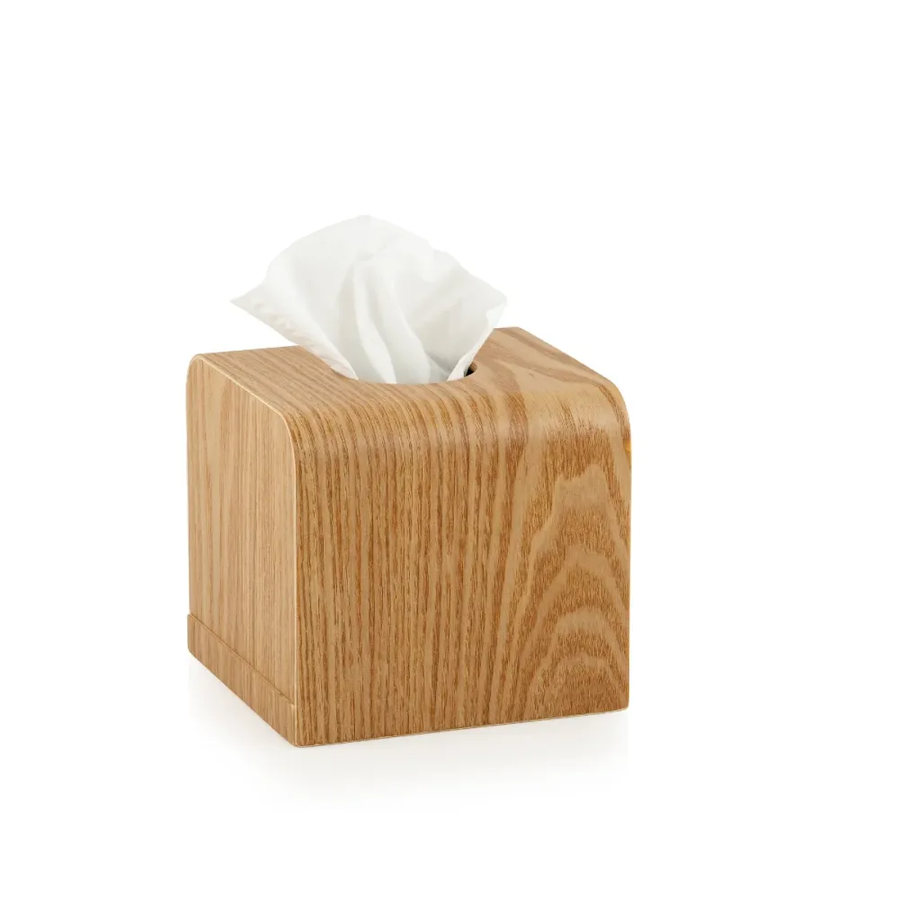 Caja para pañuelos de madera cuadrada beige Andrea House