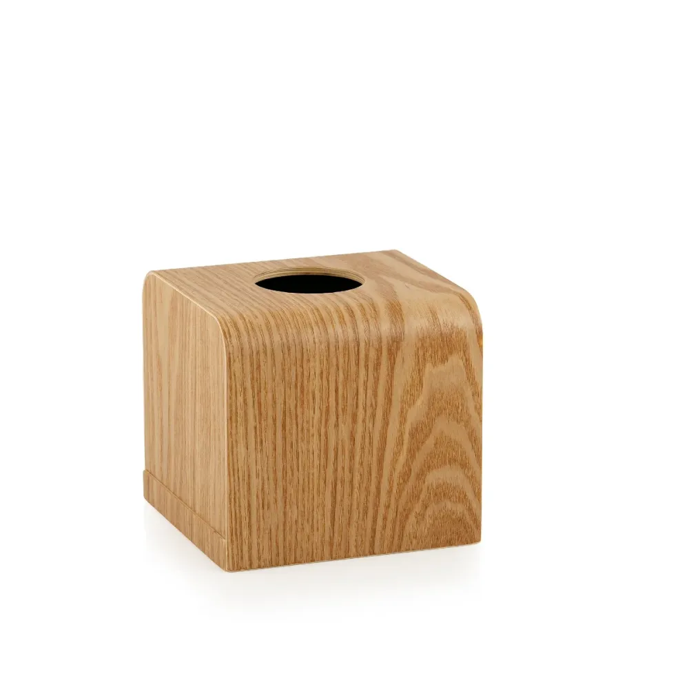 Caja para pañuelos de madera cuadrada beige Andrea House