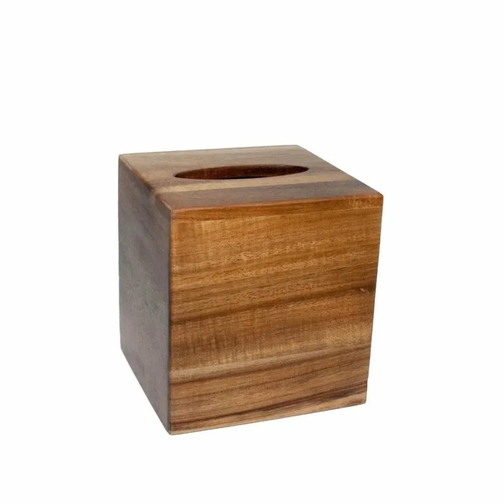 Caja de pañuelos cuadrada de madera de acacia Andrea House
