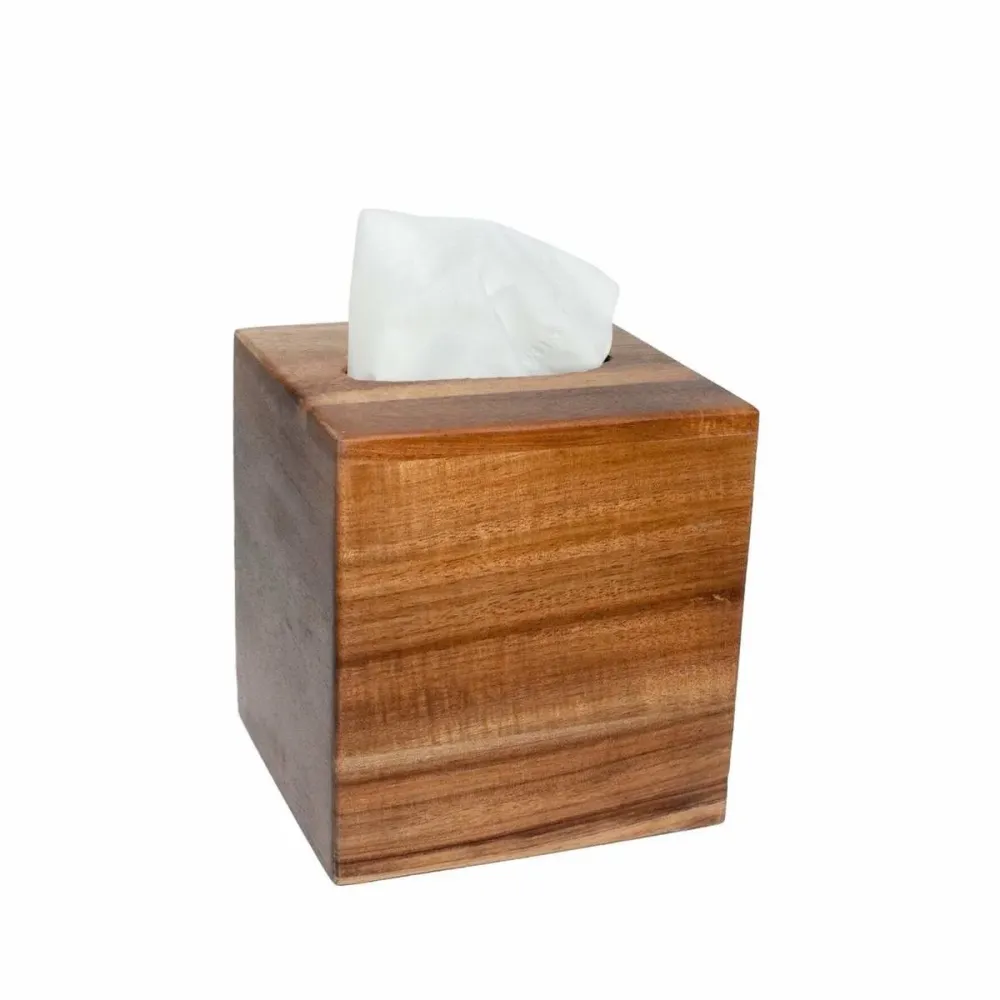 Caja de pañuelos cuadrada de madera de acacia Andrea House