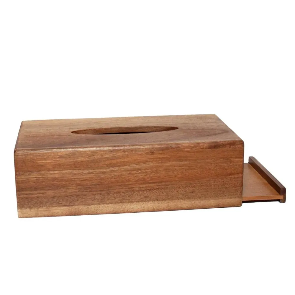 Caja de pañuelos de madera de acacia Andrea House