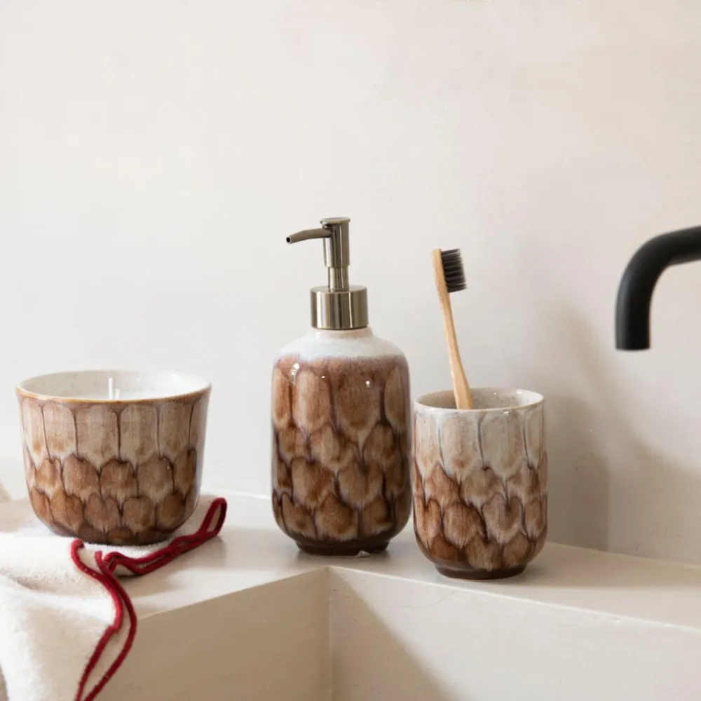 Dispensador de baño de cerámica marrón Andrea House