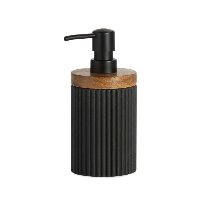 Dispensador de baño de madera y resina negro Andrea House