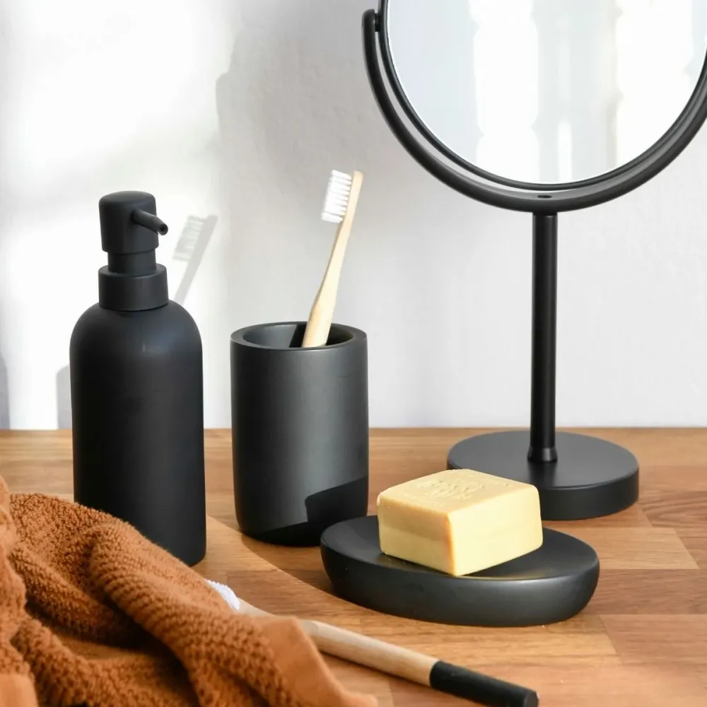 Dispensador de baño de resina negro Andrea House