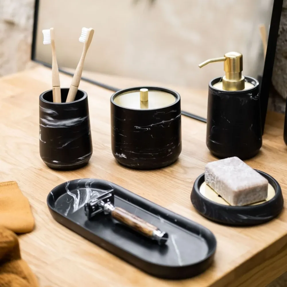 Dispensador de cuarto de baño de mármol clásico negro Andrea House
