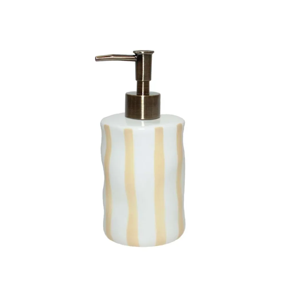 Dispensador de jabón cerámica blanco y beige Bari Andrea House