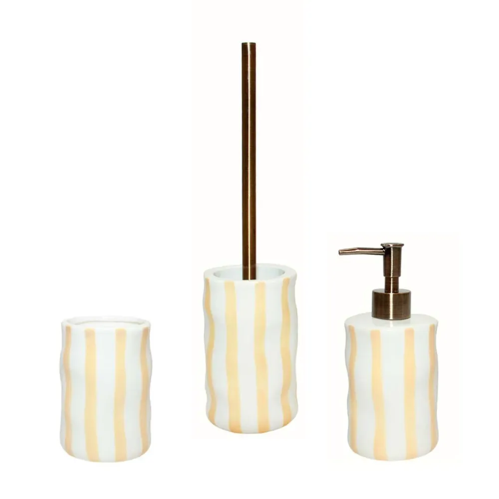 Dispensador de jabón cerámica blanco y beige Bari Andrea House