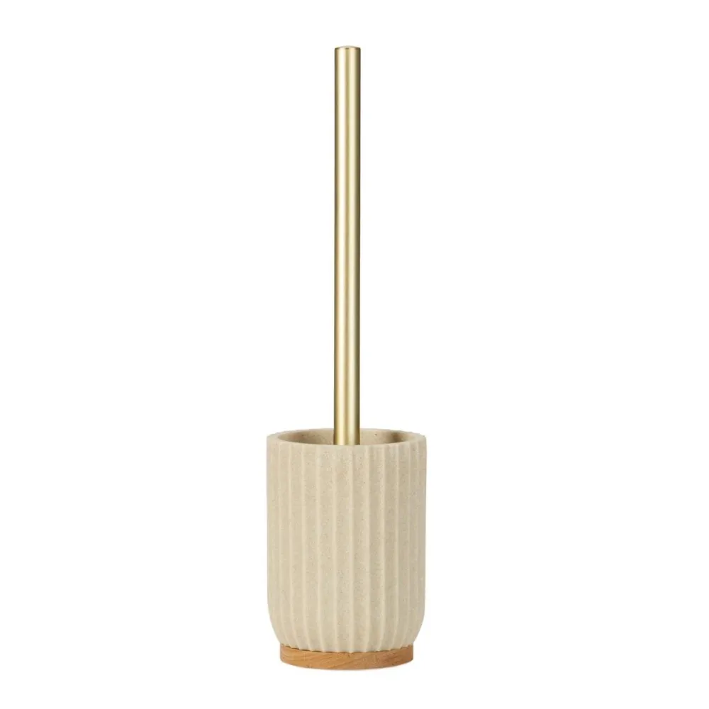 Escobilla de baño de madera y resina beige Andrea House