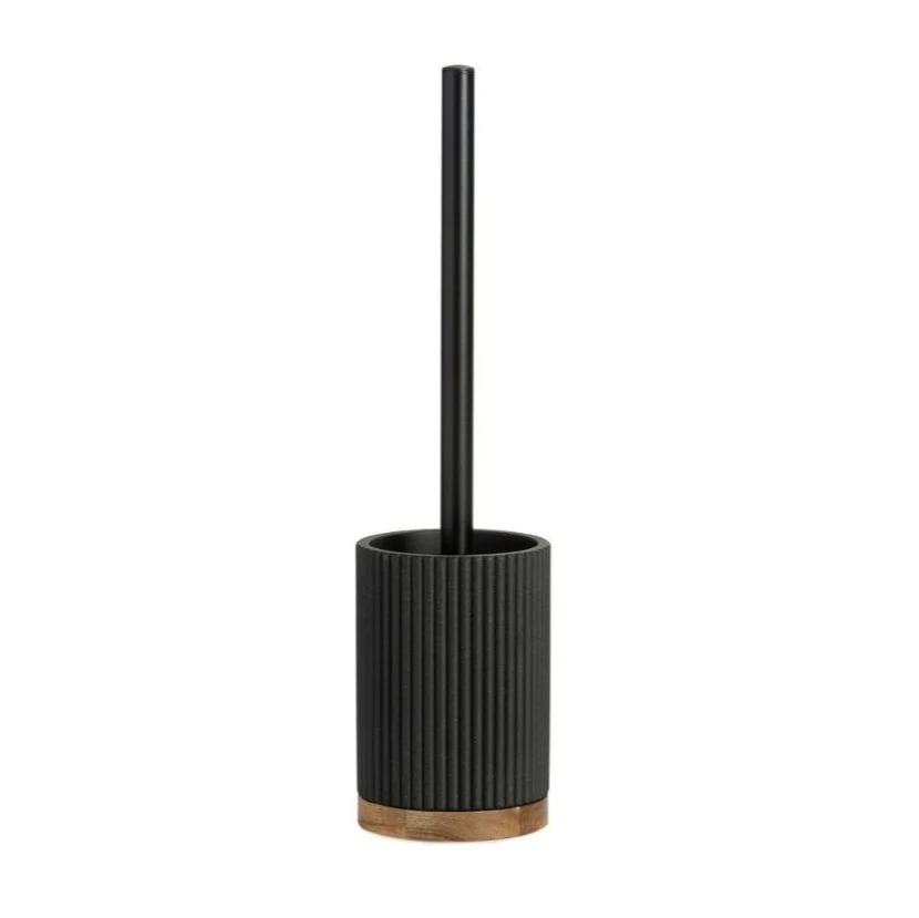 Escobilla de baño negra de madera y resina Andrea House