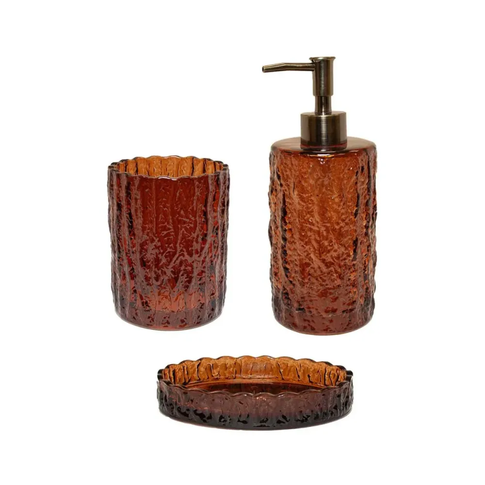 Jabonera de vidrio vintage marrón para baño Andrea House