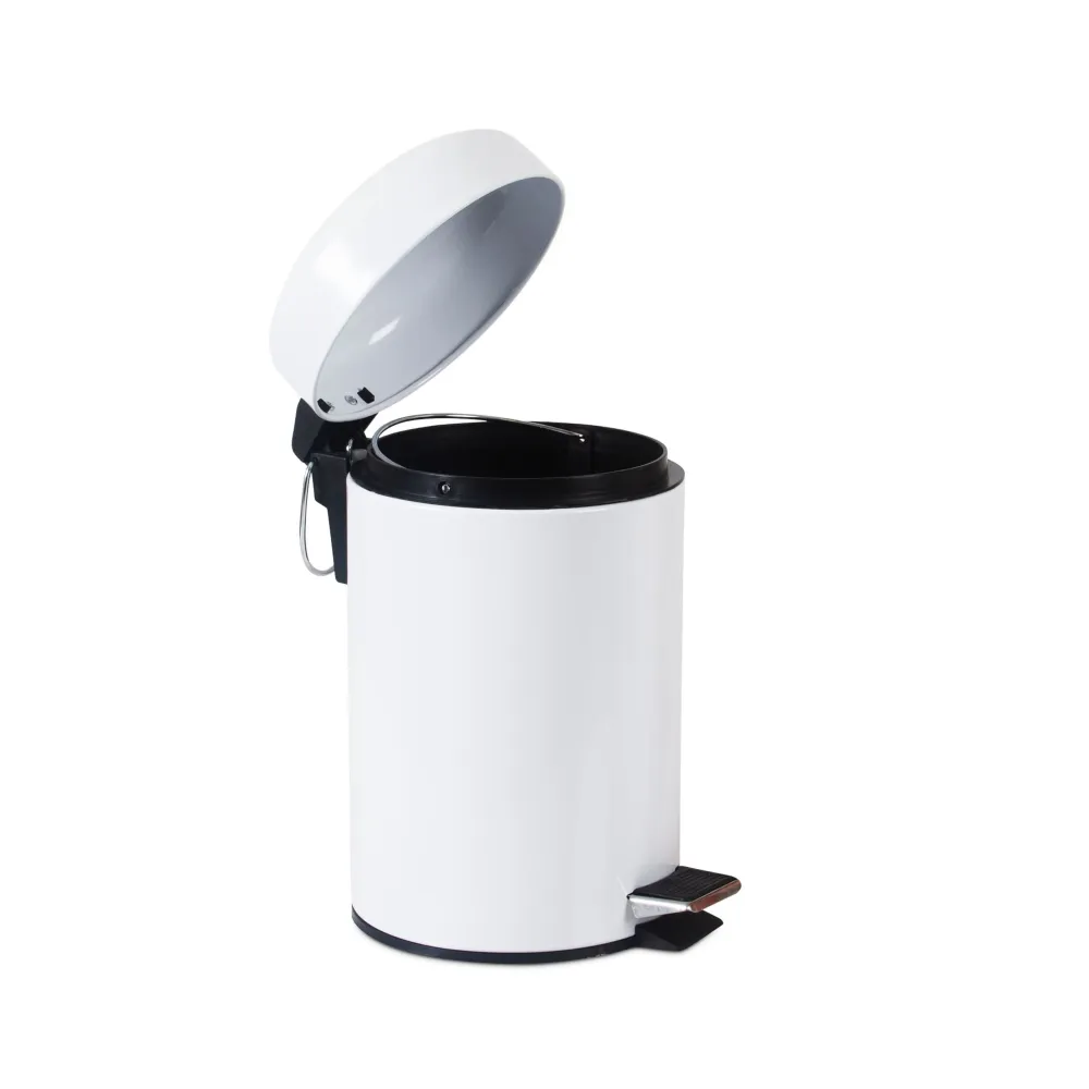 Papelera de baño blanca de metal Andrea House
