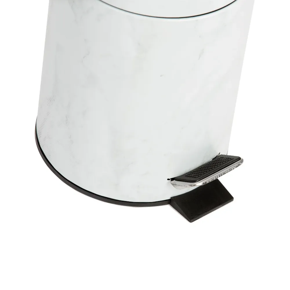 Papelera clásica marmolizada de metal blanco para baño Andrea House