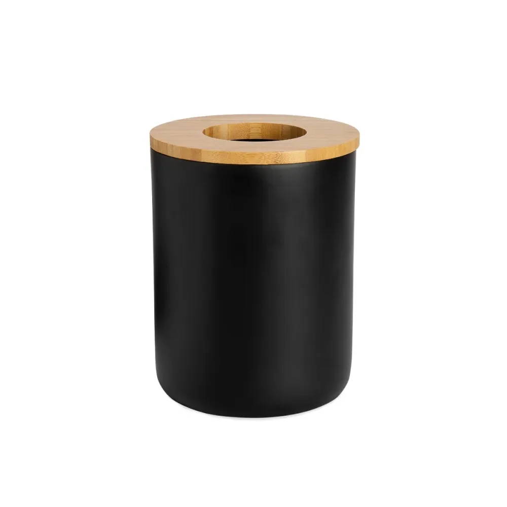 Papelera nórdica de baño negra de bambú Andrea House