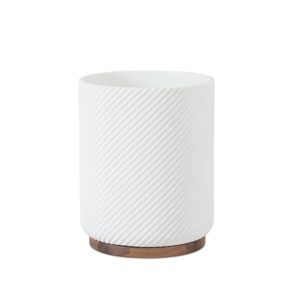 Papelera poliresina y madera de acacia 5L Andrea House