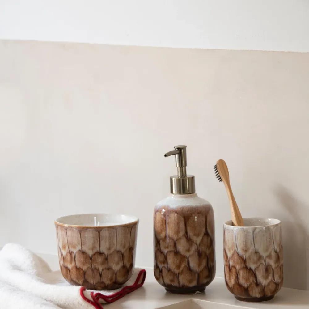 Portacepillos de baño de cerámica marrón Andrea House