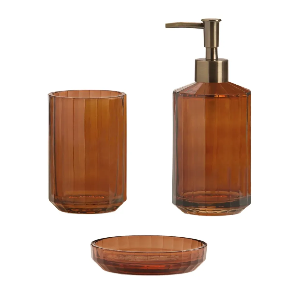 Portacepillos de baño de cristal marrón Andrea House