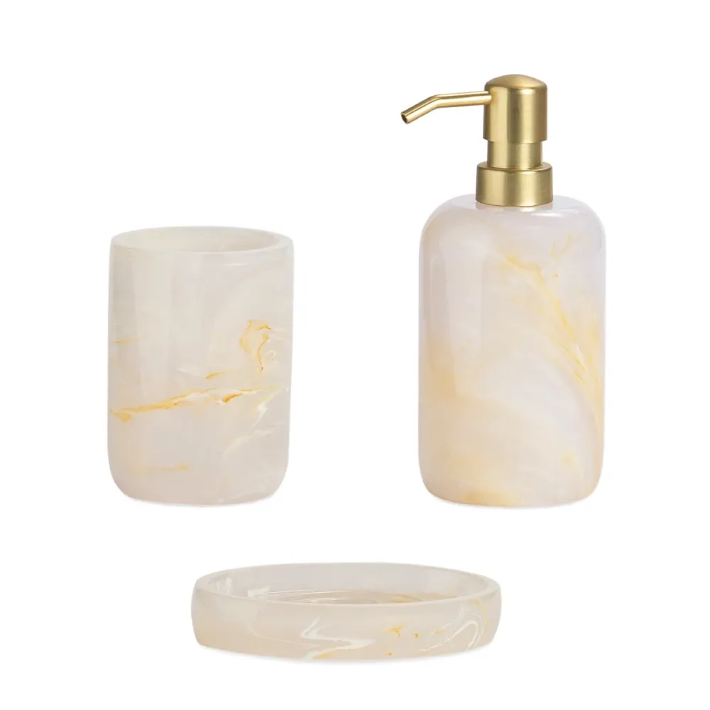 Portacepillos de baño efecto nácar clásico blanco Andrea House