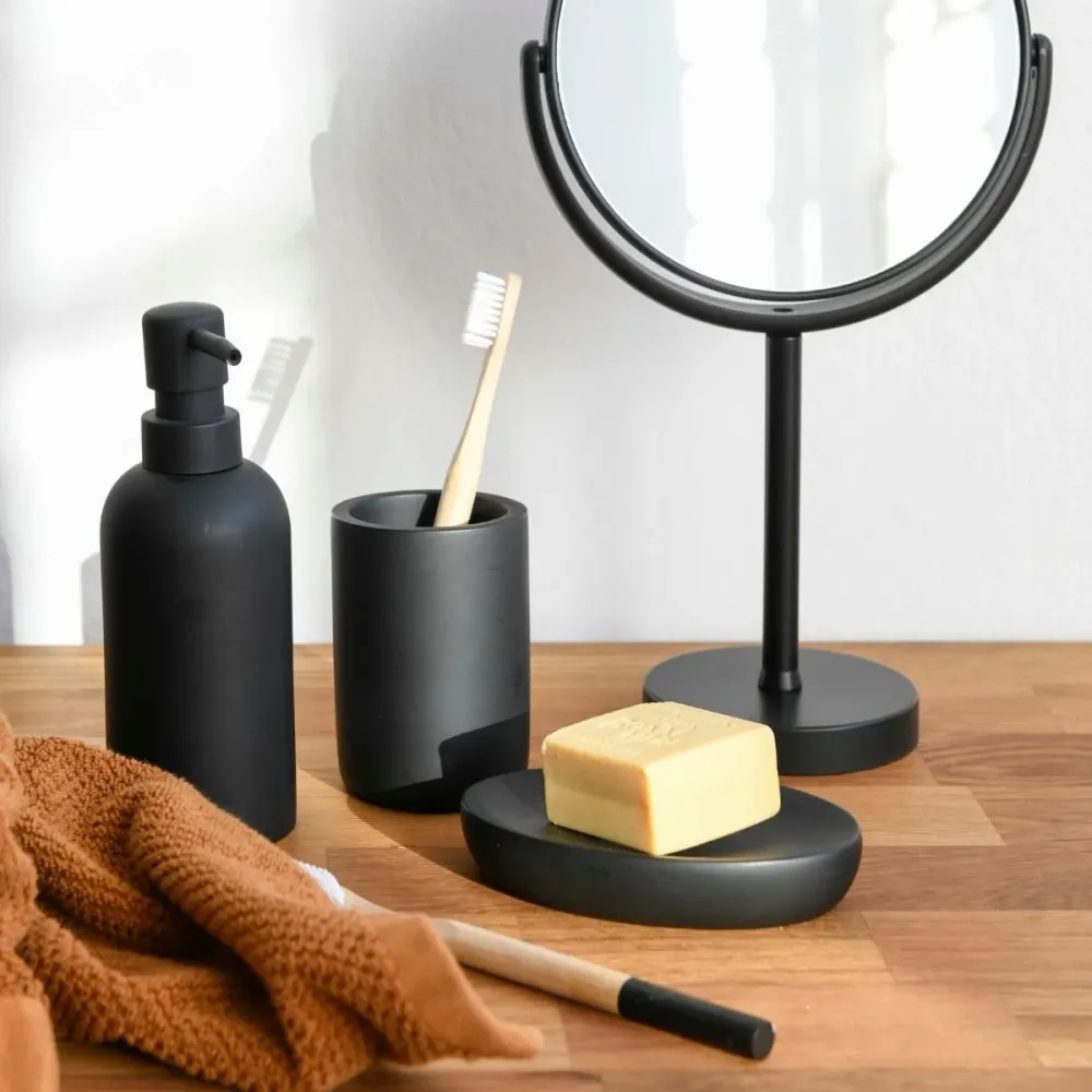 Portacepillos de baño de resina negro Andrea House