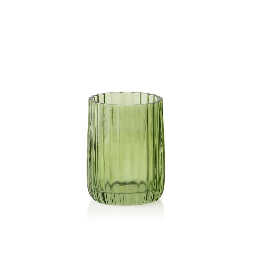 Portacepillos de baño verde de cristal estilo vintage Andrea House