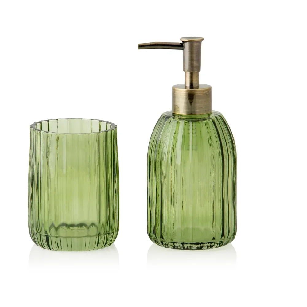 Portacepillos de baño verde de cristal estilo vintage Andrea House