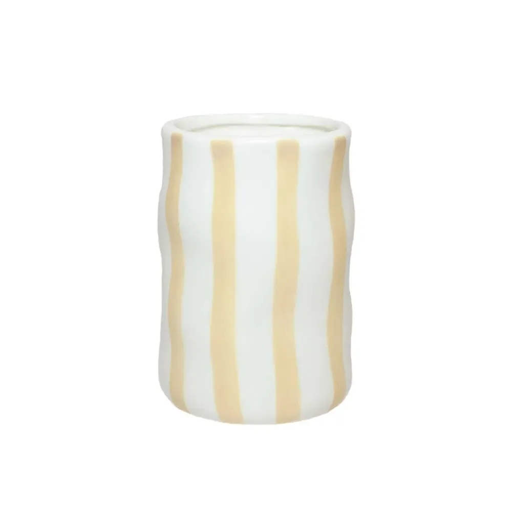 Portacepillos de cerámica blanco y beige Bari Andrea House