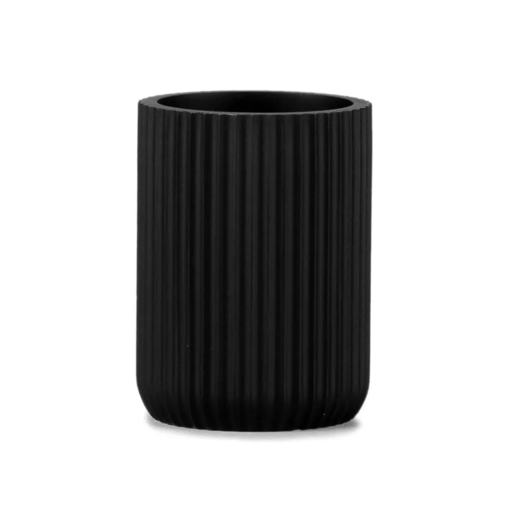 Portacepillos negro con stripes Andrea House