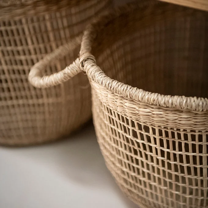 Set de 3 cestas de fibra vegetal beige Andrea House