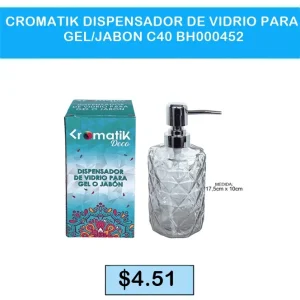 DISPENSADOR DE VIDRIO PARA JABON C40 BH000452 AQIHOGARECUADOR