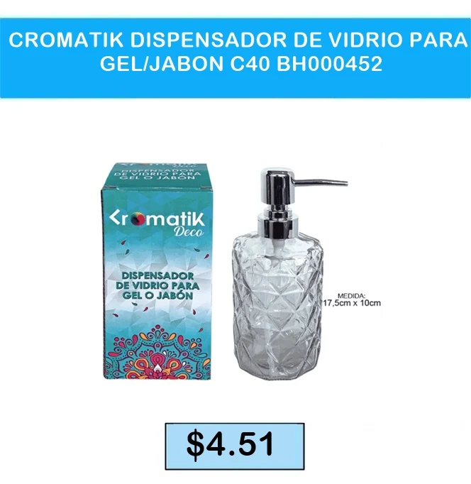 DISPENSADOR DE VIDRIO PARA JABON C40 BH000452 AQIHOGARECUADOR