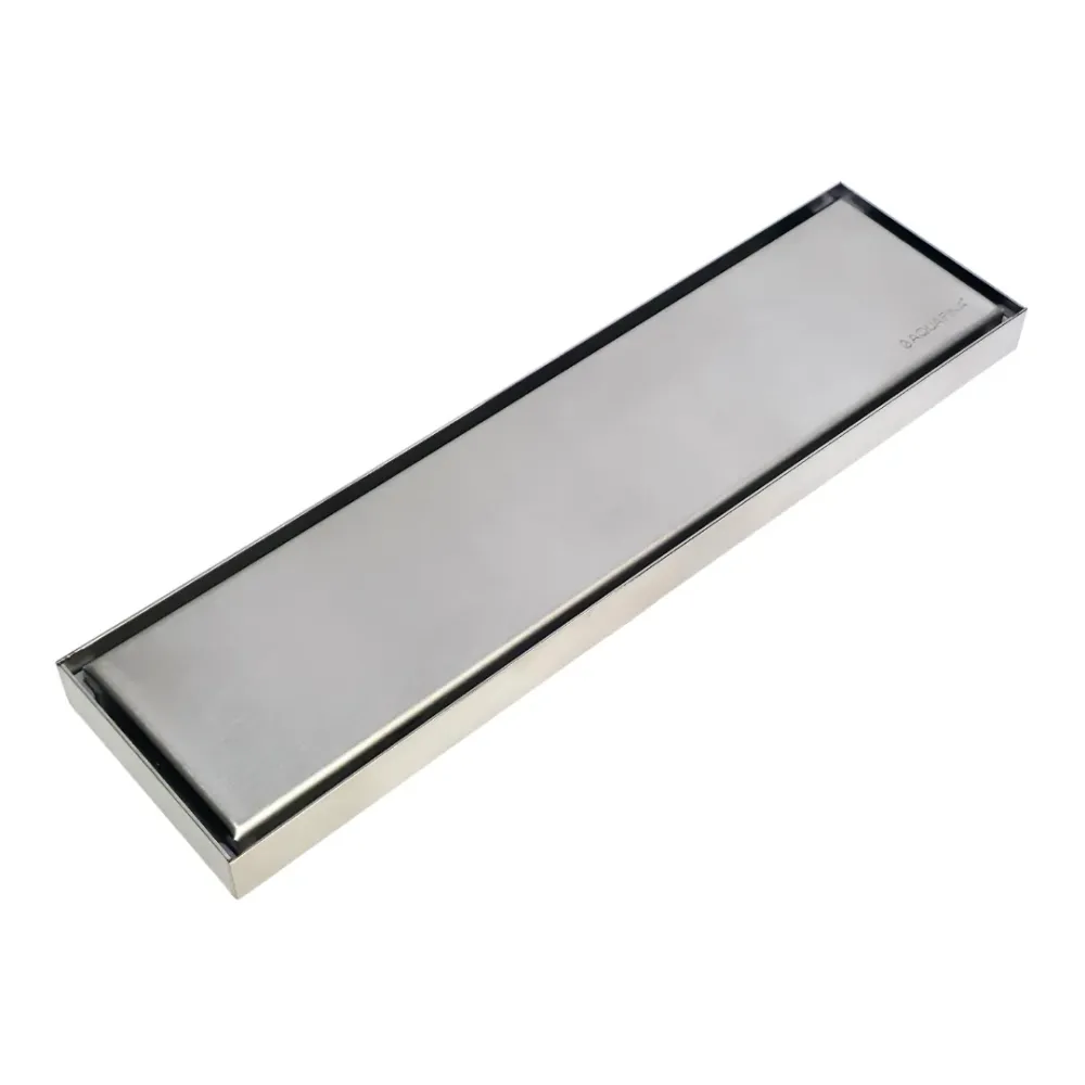 Desagüe para piso lineal 30 x 8 cm con doble función para inserción de baldosa en acero inoxidable satinado Aquafina
