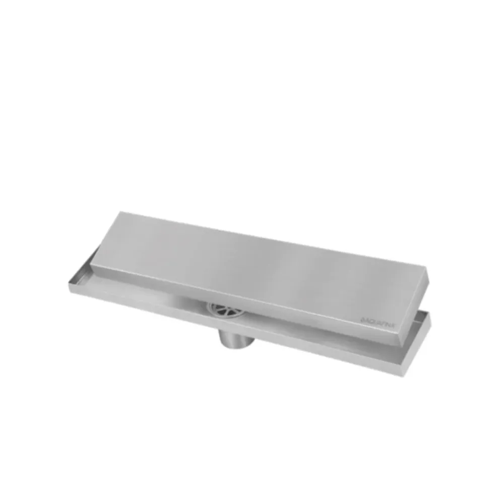 Desagüe para piso lineal 30 x 8 cm con doble función para inserción de baldosa en acero inoxidable satinado Aquafina