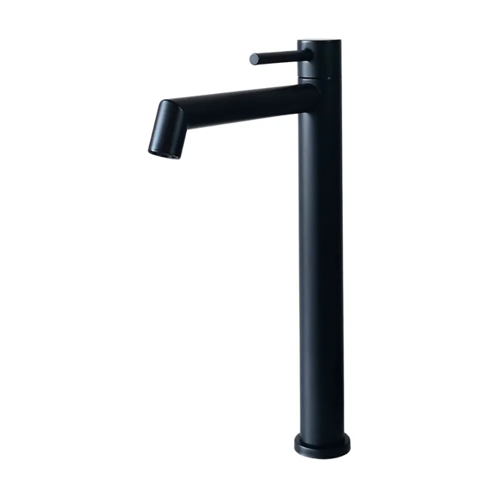 Grifo individual alto para lavamanos Serafinita en acero inoxidable negro - Una temperatura Aquafina
