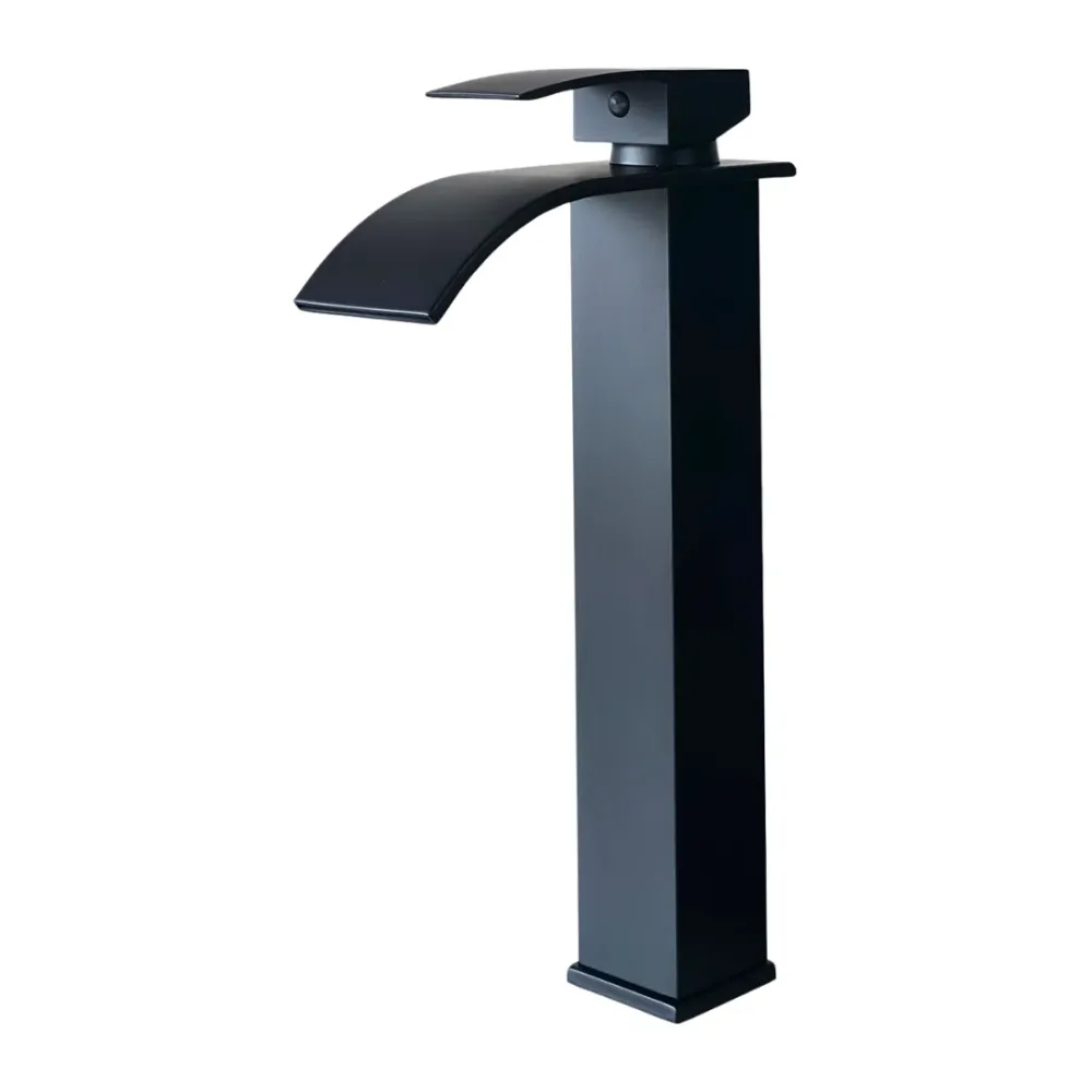 Grifo monomando alto para lavamanos Azurita en acero inoxidable negro - Doble temperatura Aquafina