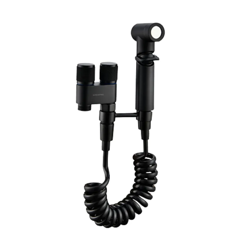 Juego de ducha higiénica tipo bidet Aquafina en acero inoxidable y ABS negro