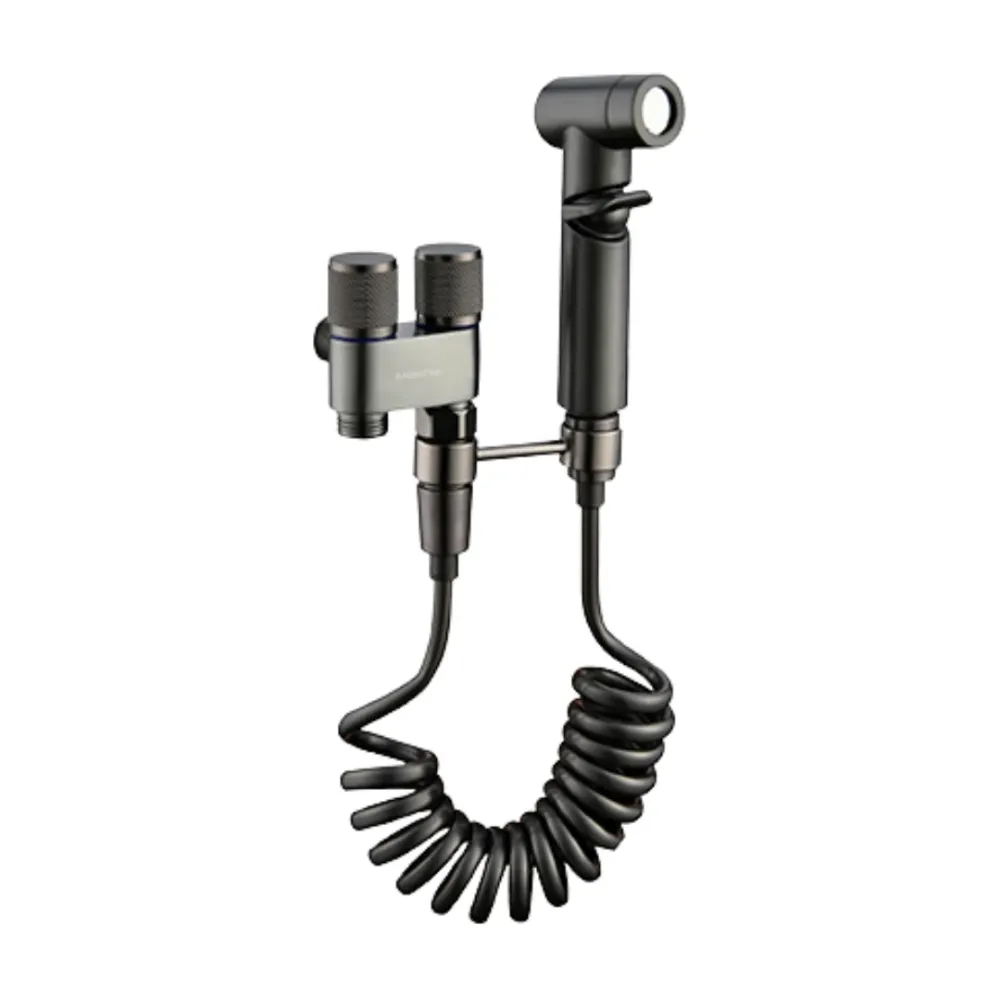 Juego de ducha higiénica tipo bidet Aquafina en acero inoxidable y ABS gunmetal