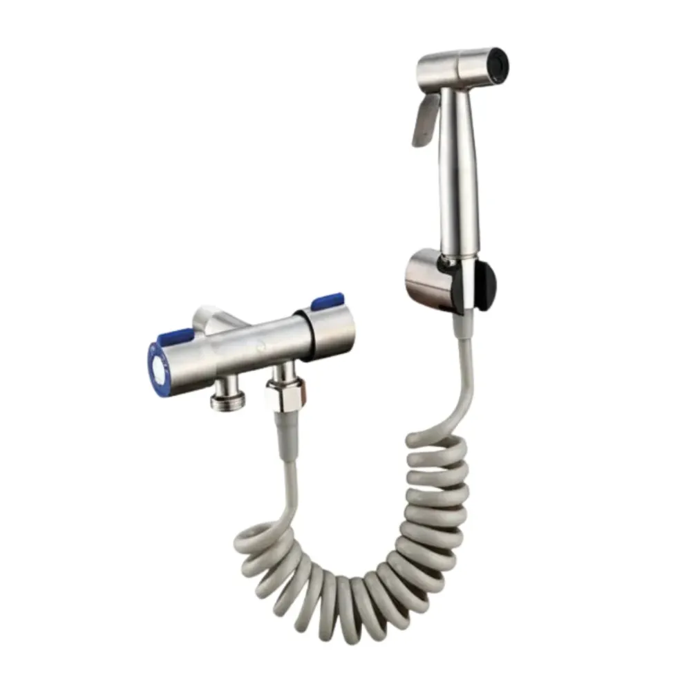 Juego de ducha higiénica tipo bidet Aquafina en acero inoxidable y ABS satinado