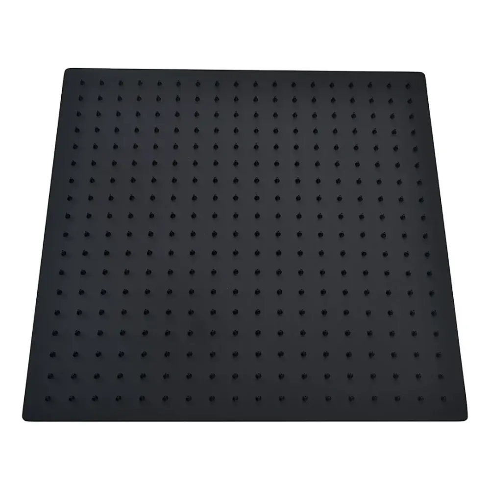 Regadera de ducha cuadrada 16" ultradelgada en acero inoxidable negro con tubo de 50 cm Aquafina