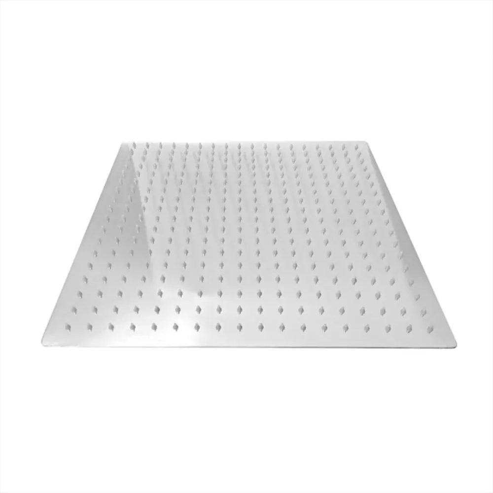 Regadera de ducha cuadrada 16" ultradelgada en acero inoxidable satinado con tubo de 50 cm Aquafina