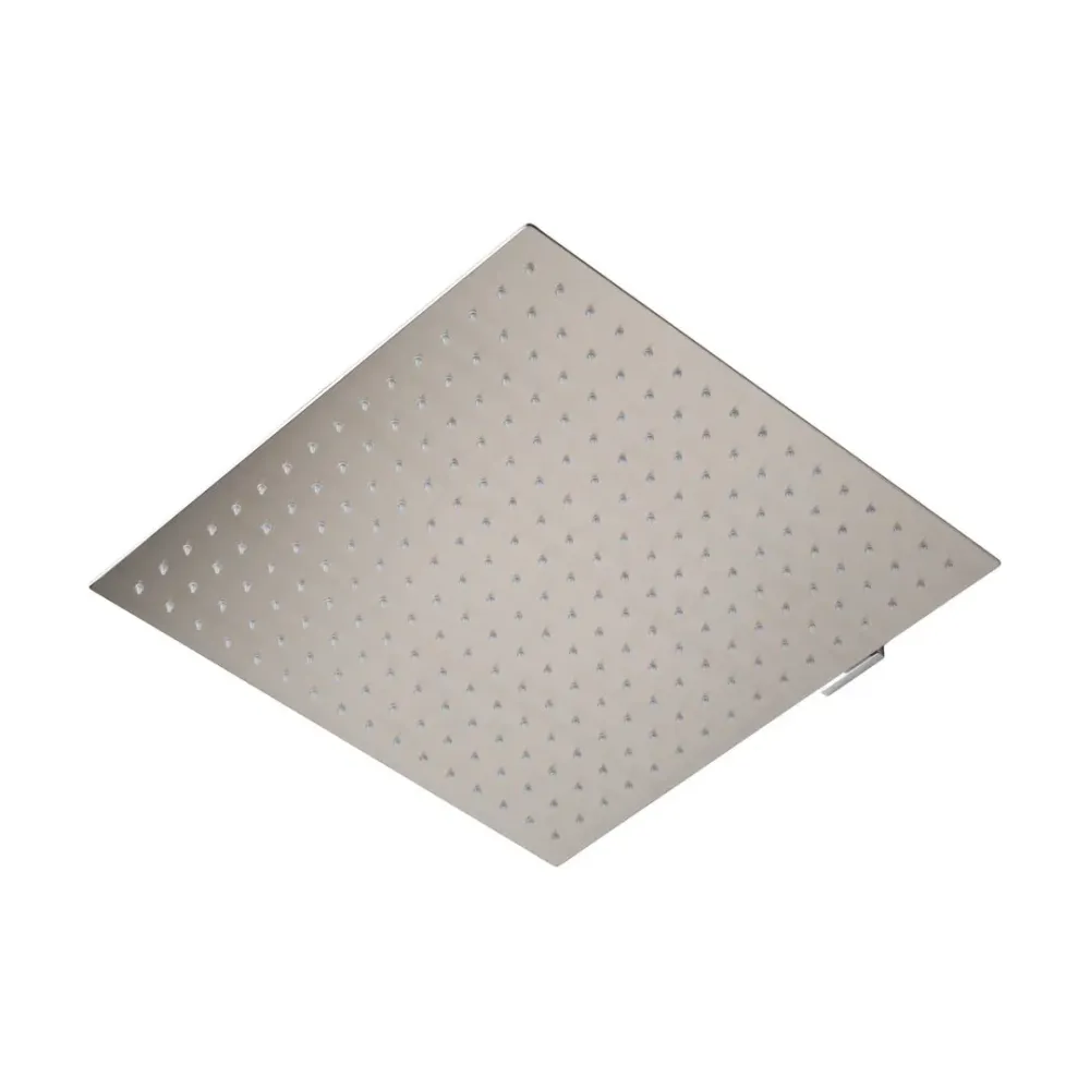 Regadera de ducha cuadrada 16" ultradelgada en acero inoxidable satinado con tubo de 50 cm Aquafina