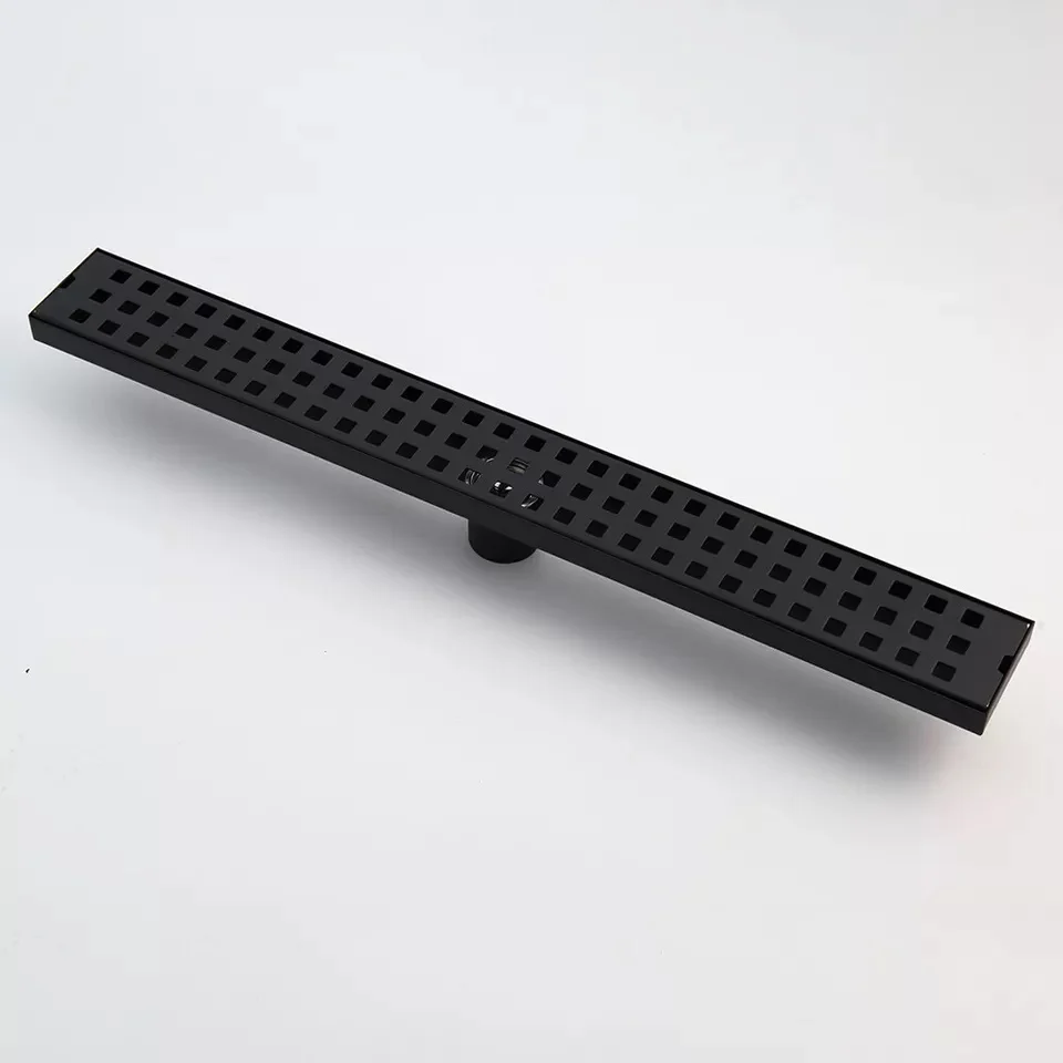 Drenaje Para Piso de Ducha Lineal 70 cm x 7 cm Acero Inoxidable Negro- Aqualia