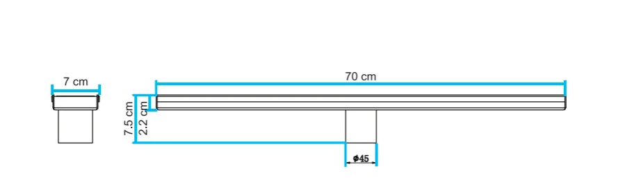 Drenaje Para Piso de Ducha Lineal 70 cm x 7 cm Acero Inoxidable Negro- Aqualia