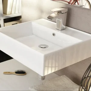Lavabo Rectangular Suspendido de Porcelana LEO de Art&Bath. 50x35x12 cm.